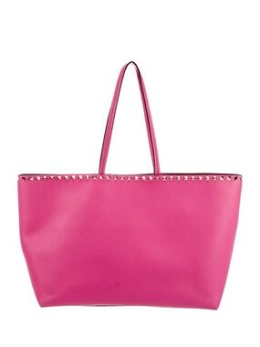 Valentino Pink Leather Rockstud Trim Tote